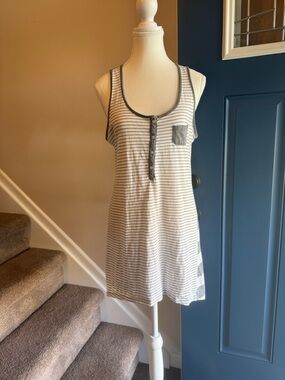 Xhilaration White and Gray High/Low Striped Sleepwear Tank